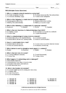 Computer Networking MCQ Worksheet
