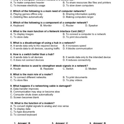 computer networking mcq questions for exams with answers