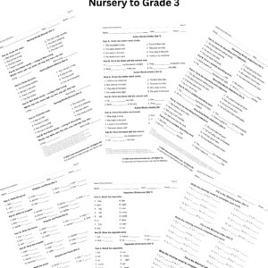 english practice worksheets for kids (35 pages) with answer key | grammar & vocabulary bundle