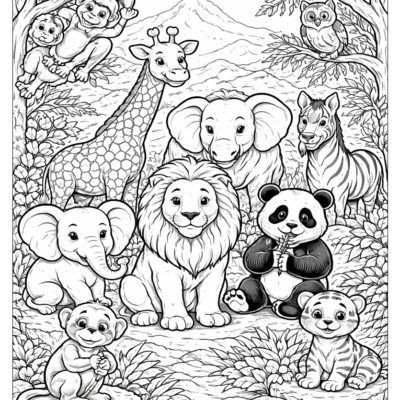 free printable animal coloring pages pdf | easy cute animals for kids & toddlers