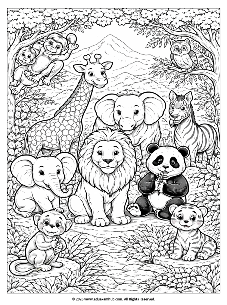 free printable animal coloring pages pdf | easy cute animals for kids & toddlers