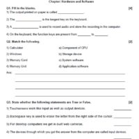 computer hardware and software – 20 marks test paper | class worksheet with answer key