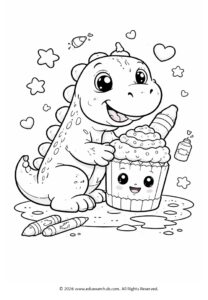 free dinosaur coloring page printable | cute & easy dino coloring sheet for kids