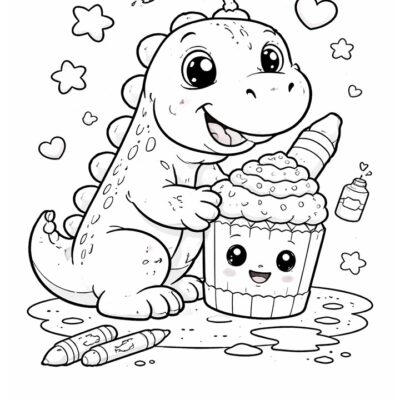 free dinosaur coloring page printable | cute & easy dino coloring sheet for kids