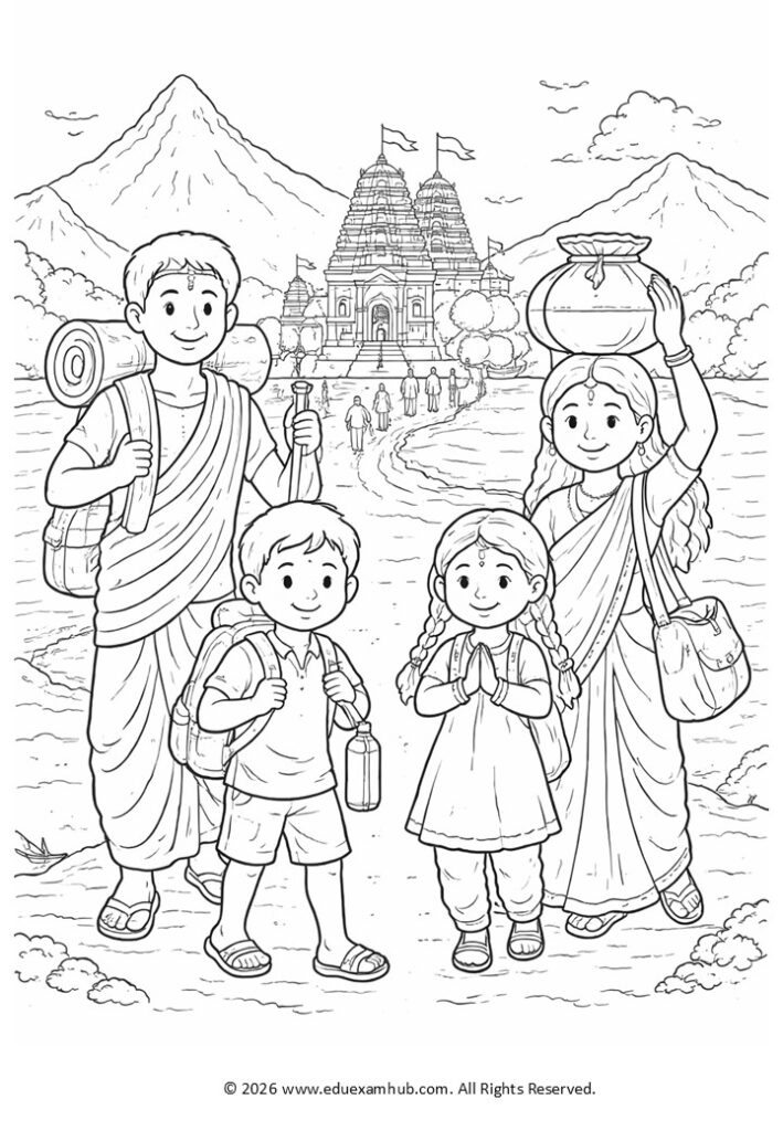 beach scene coloring page printable | summer vacation coloring sheet for kids & adults