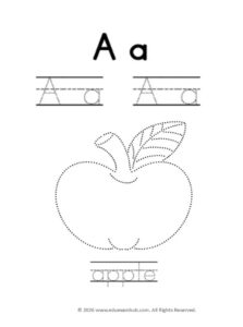 learn alphabet a – trace the letter a | free printable worksheet for kids