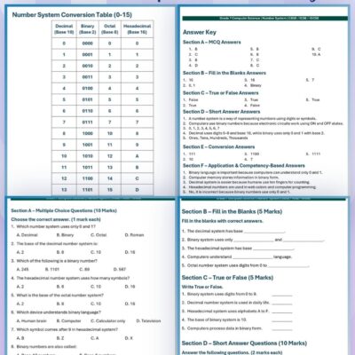 Computer number system test paper