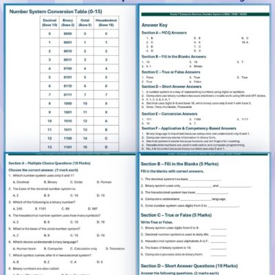 Computer number system test paper