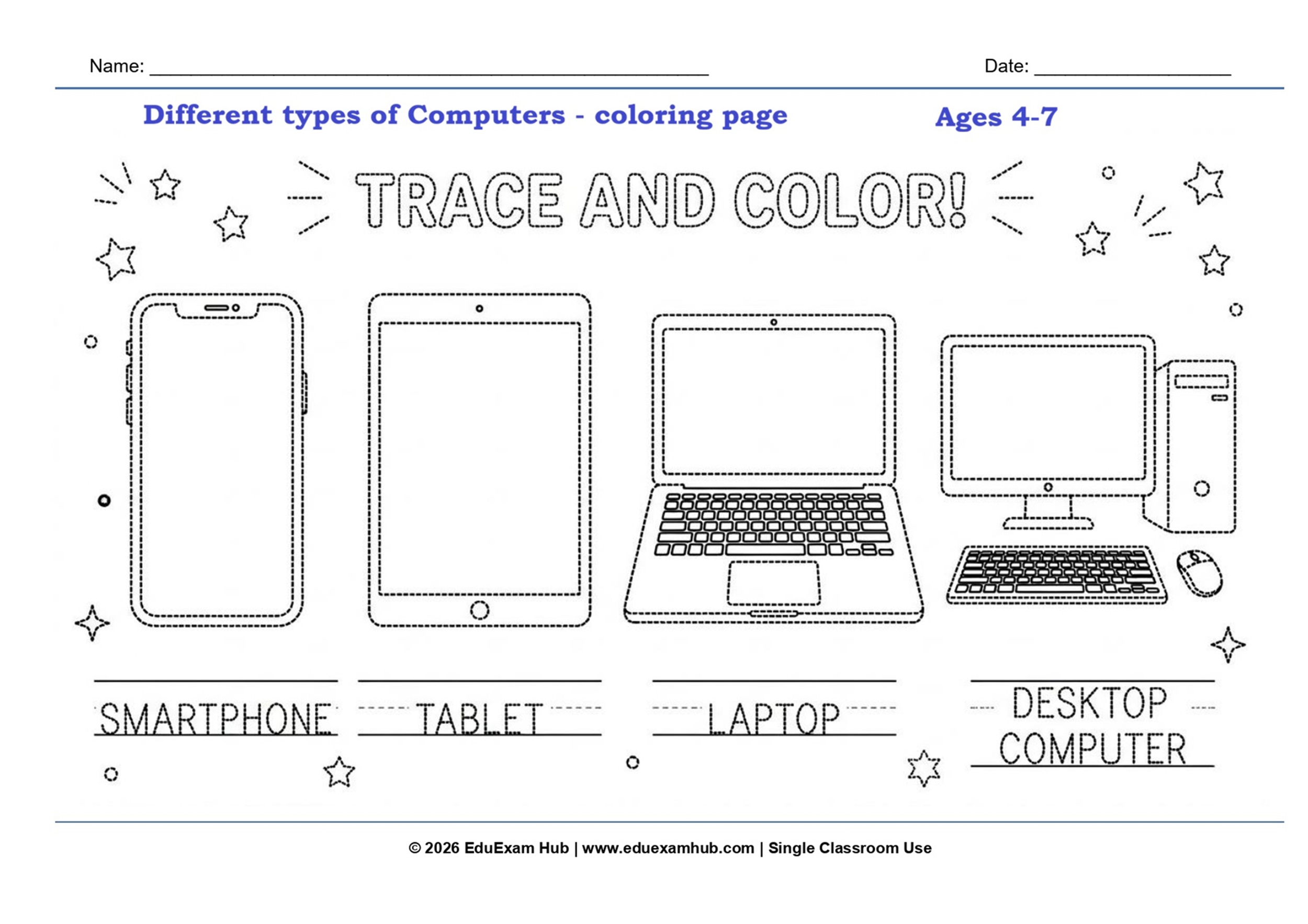 Coloring page types of computers