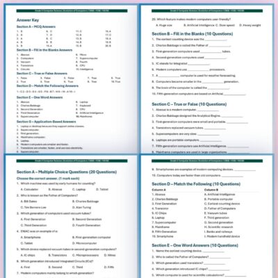 Evolution of computers test paper