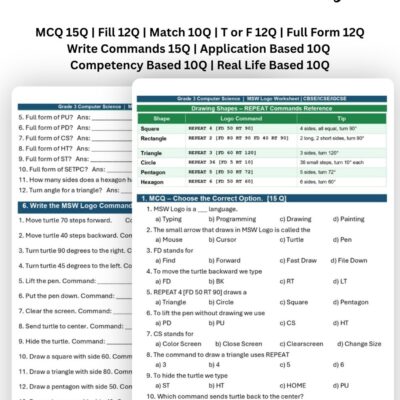 Grade 3 MSW LOGO worksheet with answer key