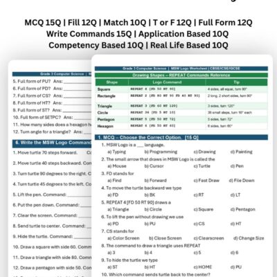 Grade 3 MSW LOGO worksheet with answer key