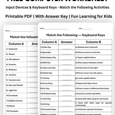 Computer Match the Following Worksheet