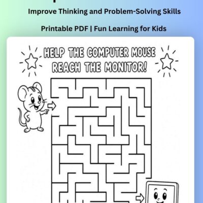 free computer maze worksheet for nursery–grade 2