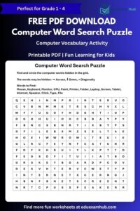 free computer word search puzzle | grade 1 4