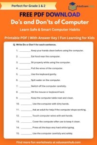free do’s and don’ts of computer worksheet | grade 1 & 2