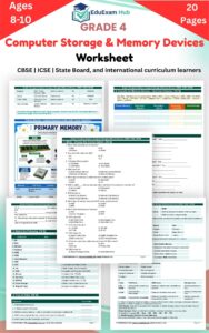 Grade 4 Computer Storage & Memory Devices Worksheet