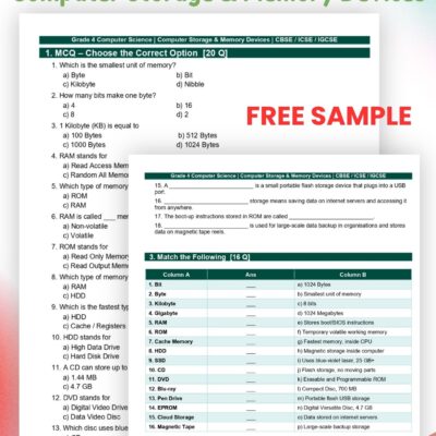 free sample – grade 4 computer storage & memory devices