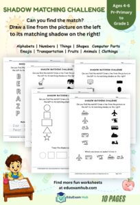 shadow matching worksheet age 4 6