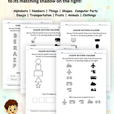 shadow matching worksheet age 4 6