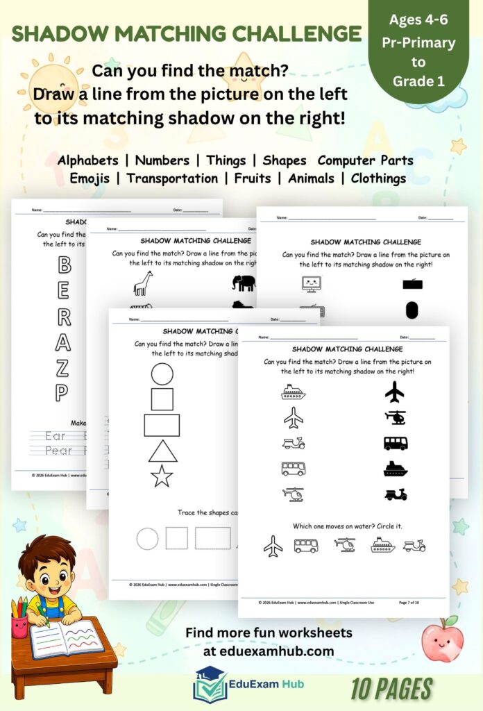 shadow matching worksheet age 4 6