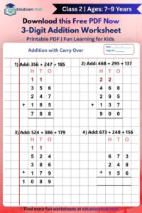 free grade 2: 3-digit addition worksheet | 1 page printable pdf