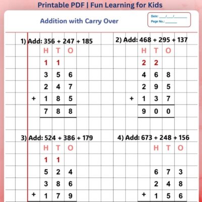 free grade 2: 3-digit addition worksheet | 1 page printable pdf