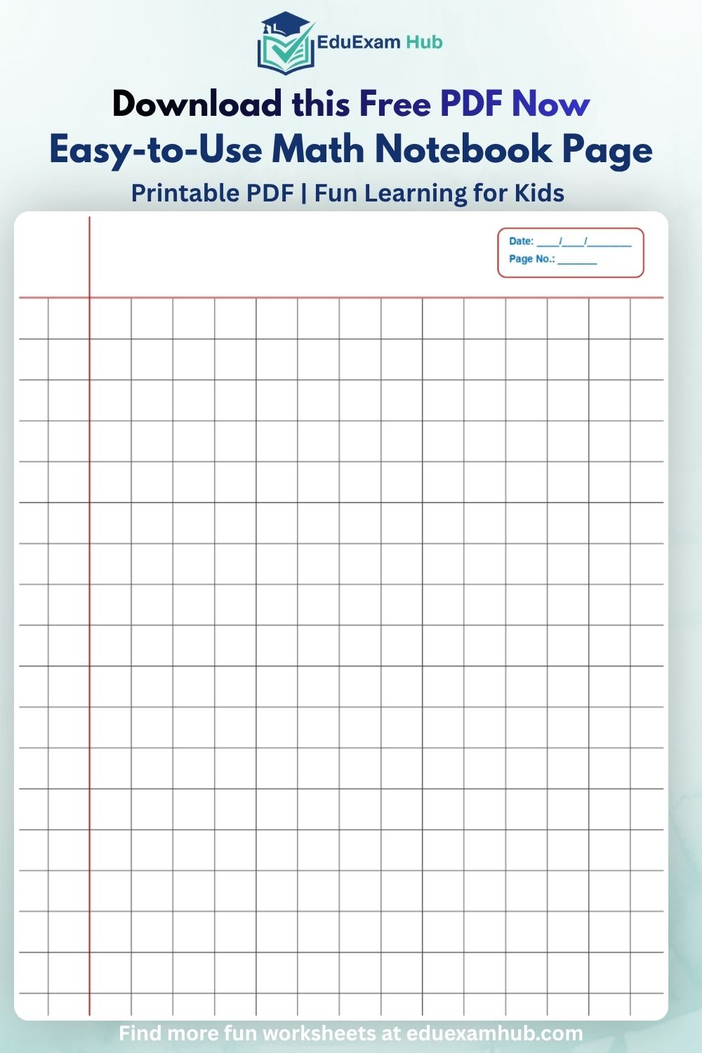 free math notebook page | 1 page pdf printable free math notebook page | 1 page pdf printable