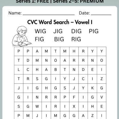 cvc word search – vowel i