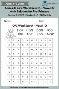 cvc word search – vowel o