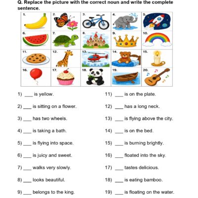 class 2 nouns – replace the picture with the correct noun