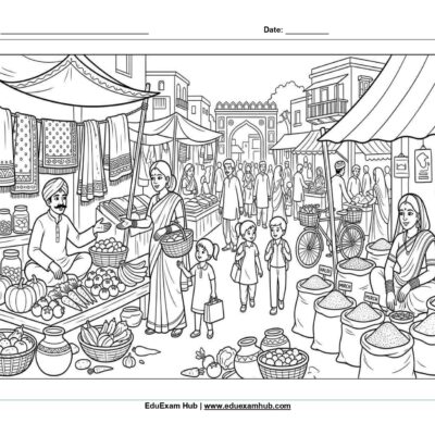 Indian Marketplace Coloring Page PDF