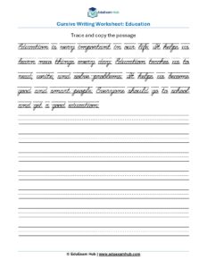 education cursive writing worksheet
