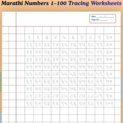 marathi numbers 1–100 tracing worksheet