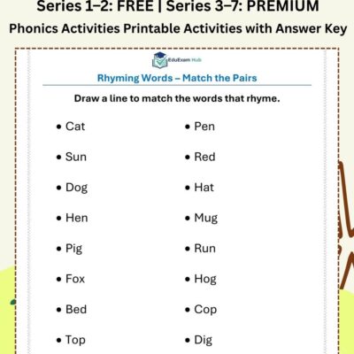 series 1 match the rhyming words worksheet