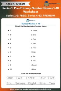 series 1 pre primary number names 1–10