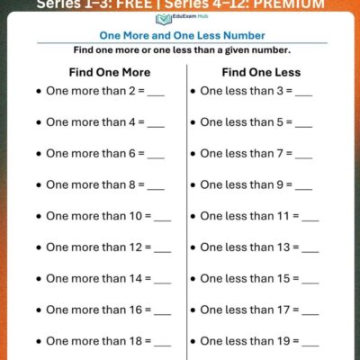 series 10 pre primary one more and one less number