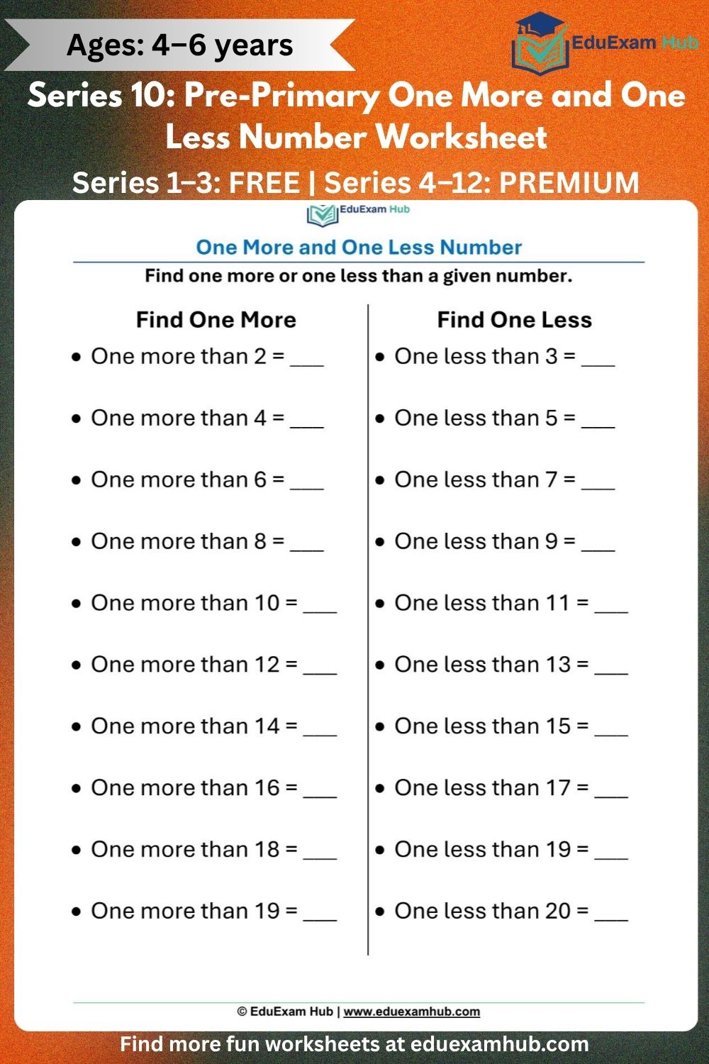 series 10 pre primary one more and one less number series 10 pre primary one more and one less number