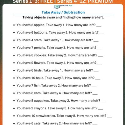 series 11 pre primary take away subtraction