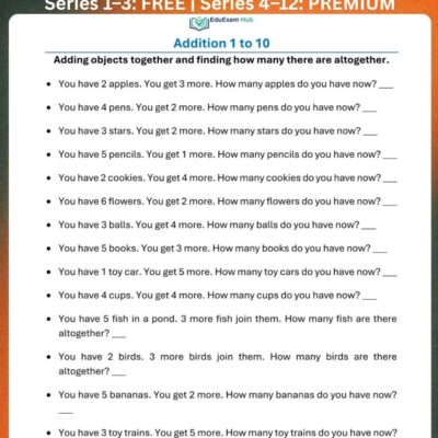 series 12 pre primary addition 1–10 word problems