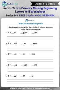 series 2 missing beginning letters a–e