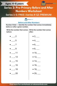 series 2 pre primary before and after numbers