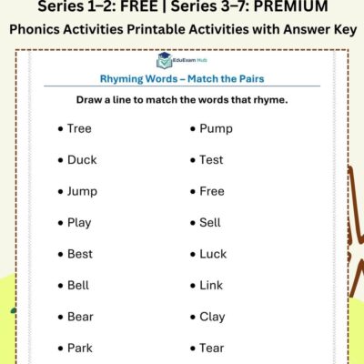 series 3 match the rhyming words worksheet