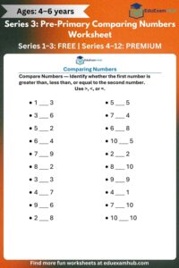 series 3 pre primary comparing numbers