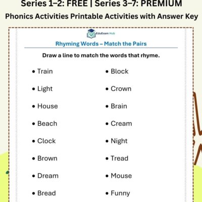 series 4 match the rhyming words worksheet