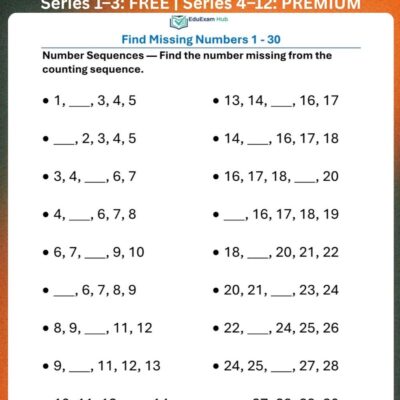 series 4 pre primary missing numbers 1–30