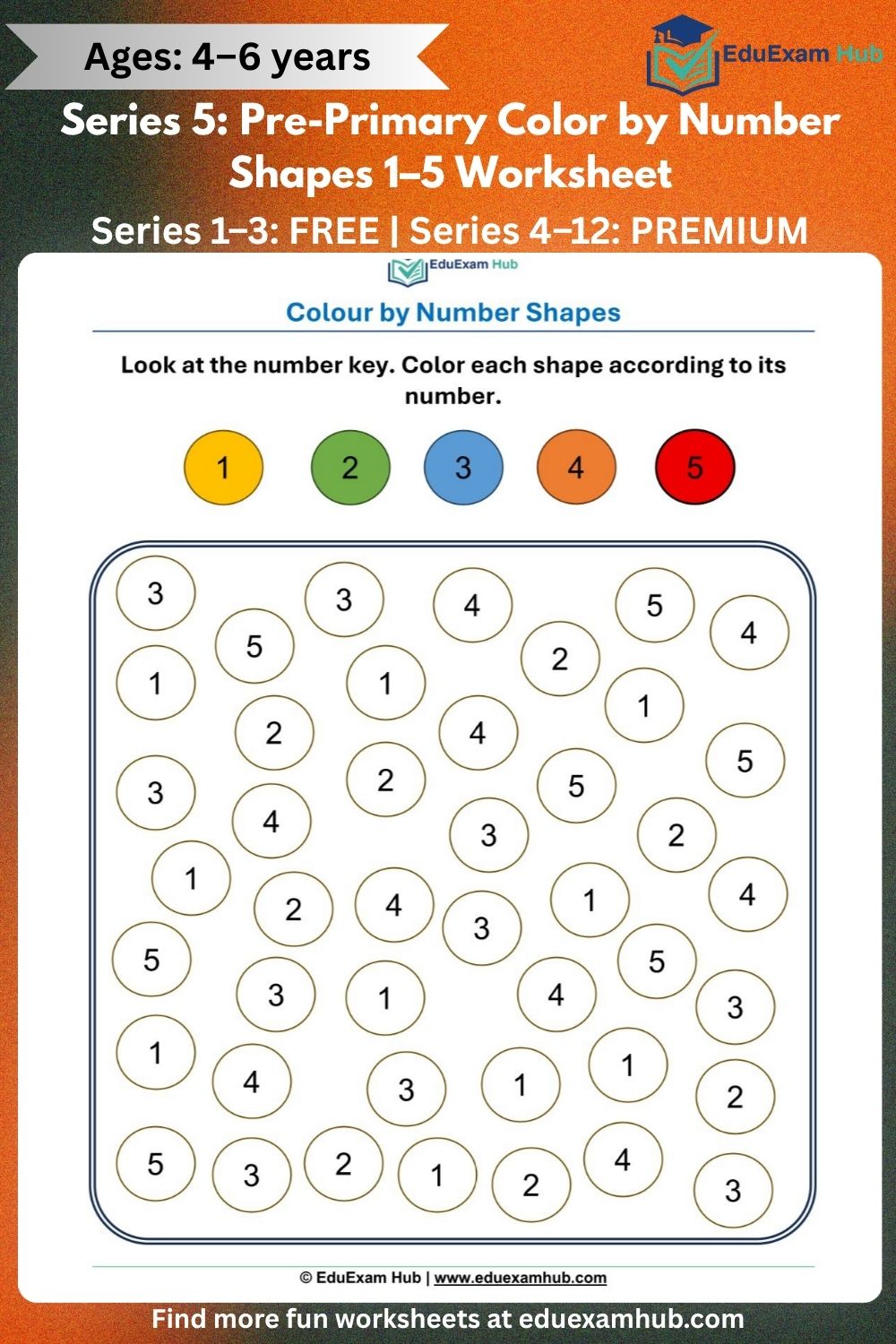 series 5 pre primary color by number shapes 1–5 series 5 pre primary color by number shapes 1–5