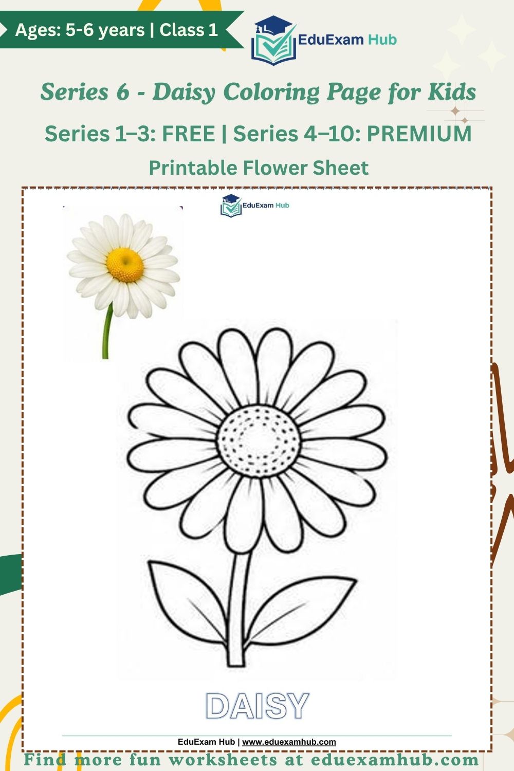 series 6 daisy coloring page series 6 daisy coloring page