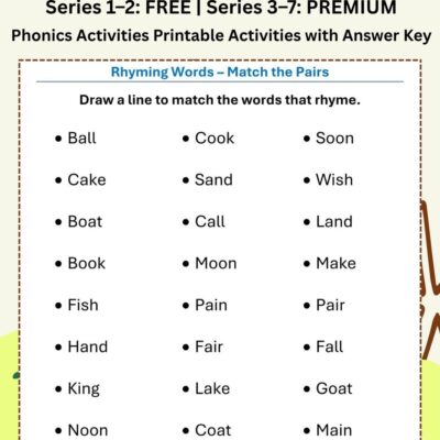 series 7 match the rhyming words worksheet