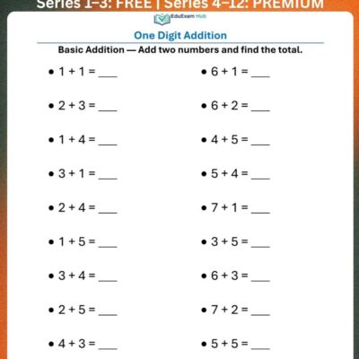 series 8 pre primary one digit addition